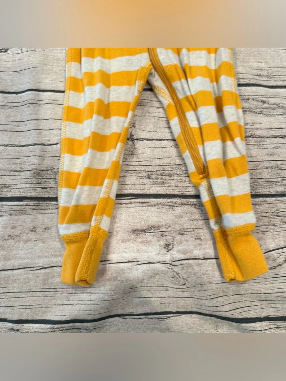 Hanna Andersson Organic Mustard and Oatmeal Striped One-Piece Unisex Size 18-24